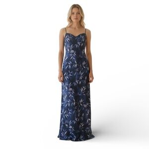 Vintage Fairweather Blue Floral Chiffon Maxi Dress Sz 6 Prom Evening‎ Gown